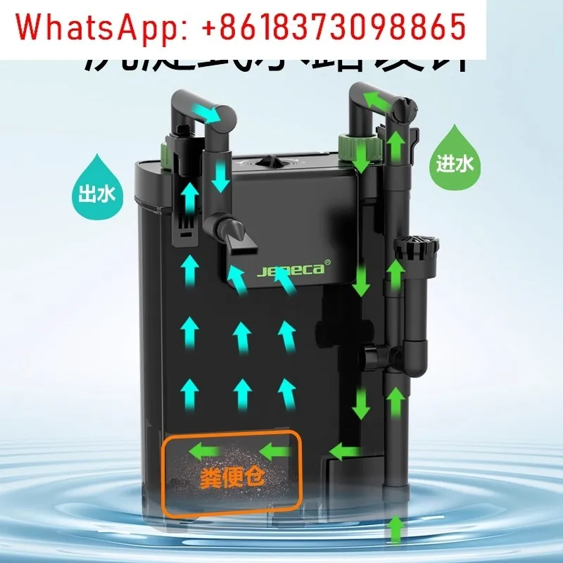 Aquarium filter, backwash, and clean water circulation three-in-one wall-mounted filter barrel mounted externally