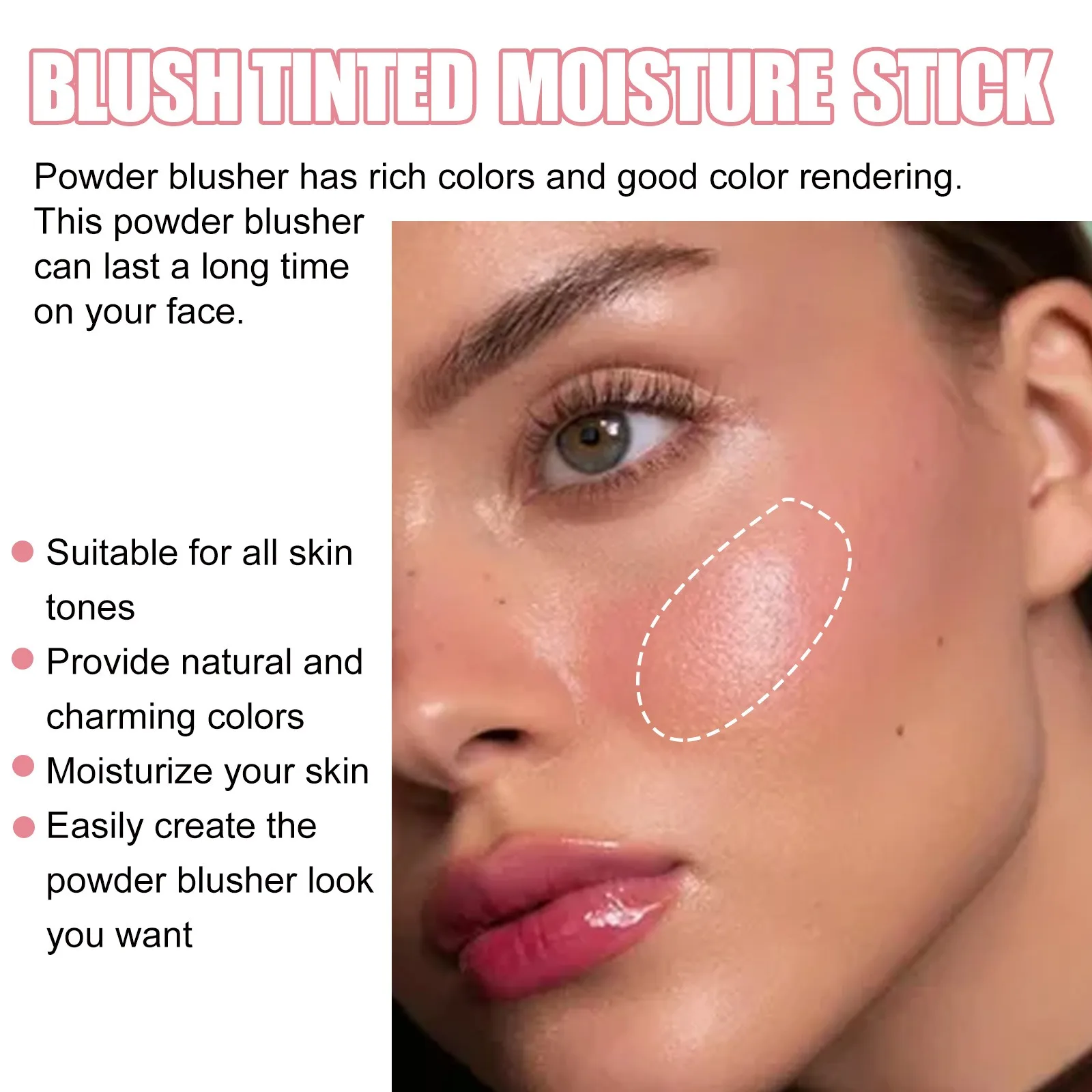 EELHOE Blush Stick Natural Cheek Face Rouge Blusher Cream Lasting High Color Rendering Brightening Skin Beauty Waterproof