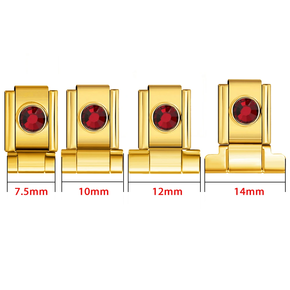 Neuer modischer Uhrenarmband-Verbinder in Goldfarbe mit Zirkonia, italienischer Charm-Anhänger, passend für 9mm Edelstahlperlen, für die Herstellung von DIY-Schmuckgeschenken. – Detail 4