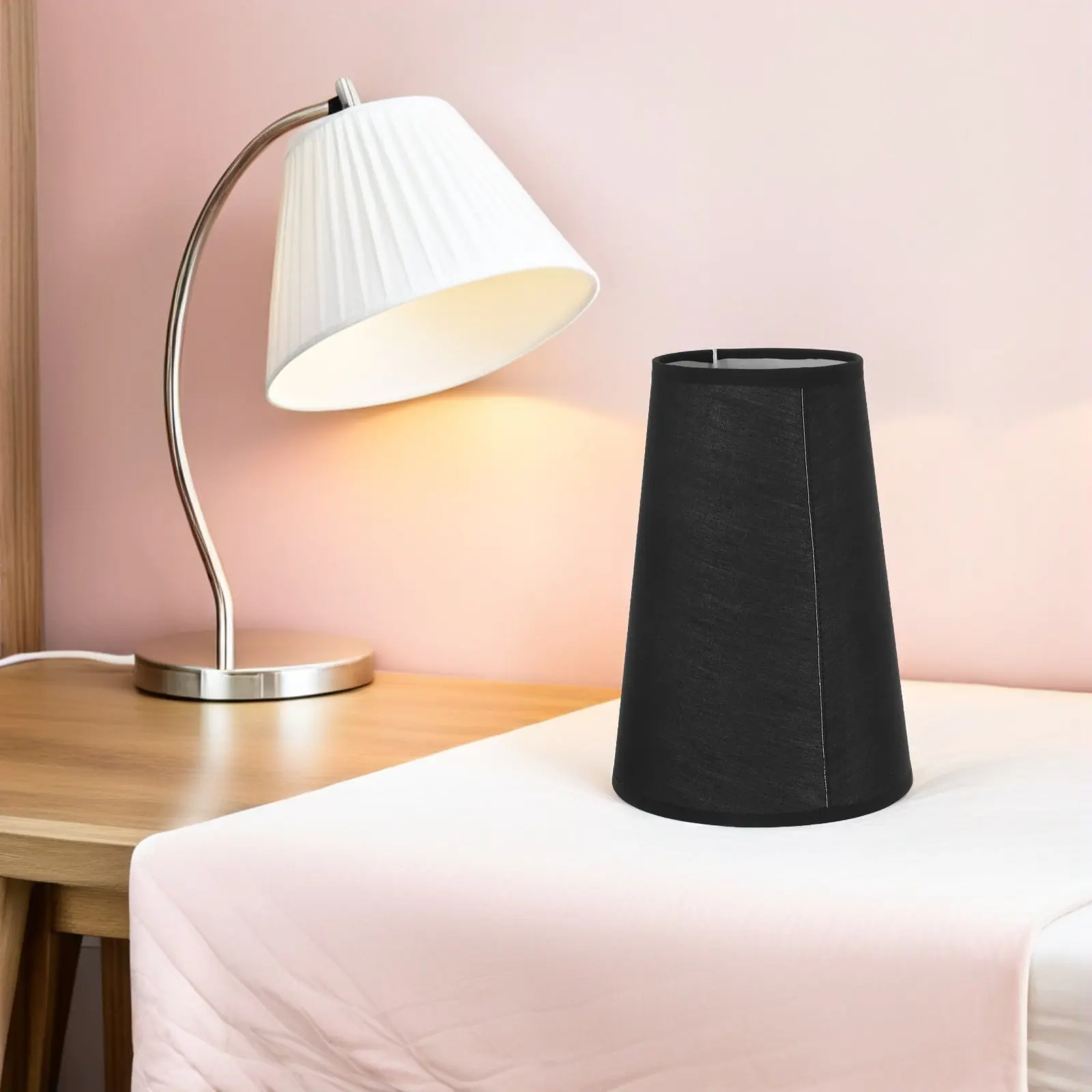Black Fabric Lampshade Small Drum Shape Bedroom Wall Lamp Chandelier Light Cover Barrel Lamp Shade Modern Fabric Light Shade