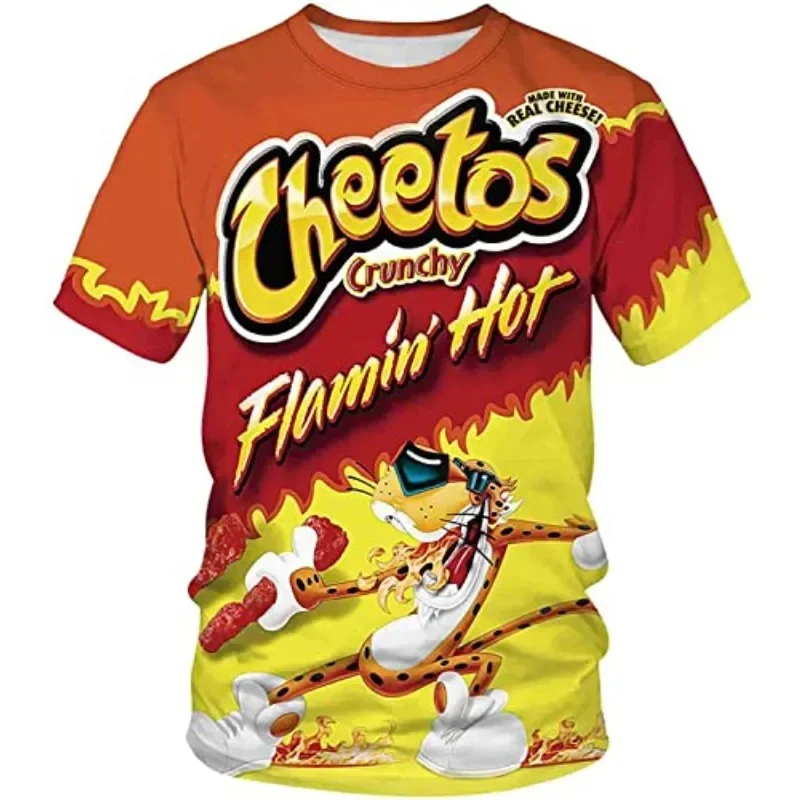 Men's 3D T Shirts Personalized Food Noodles Cheetos Chicken Takis Tops Street Casual Oversized T-Shirts Pullover