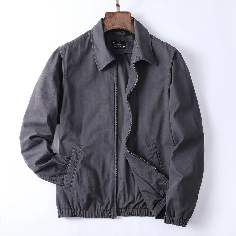 

Мужские куртки-карго в винтажном стиле, модные уличные куртки из стираного хлопка, свободное повседневное осеннее пальто с отложным воротником