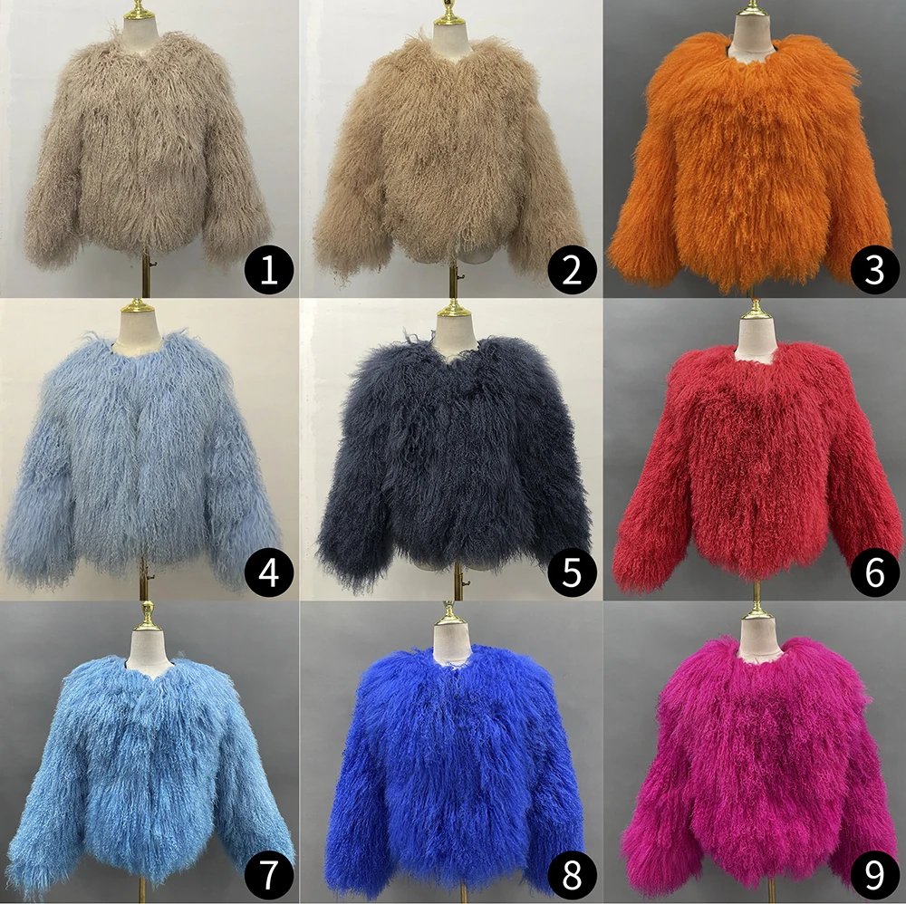 JANEFUR Cappotto di pelliccia di pecora mongola da donna Breve moda calda all\'ingrosso personalizzata invernale in vera pelliccia di agnello