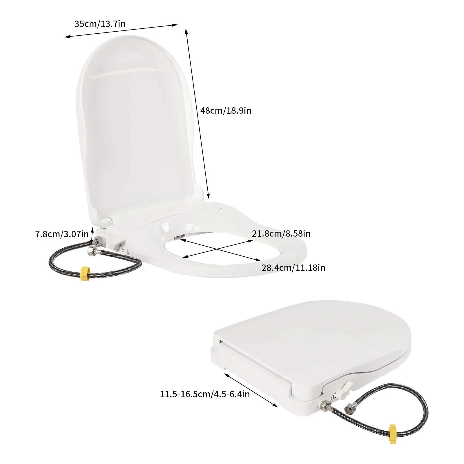 

D-shaped Non-Electric Smart Toilet Seat, Non-Electric Cleaning Eco Seat Comfortable Elongated Toilet Seat Bidet Attachment,White