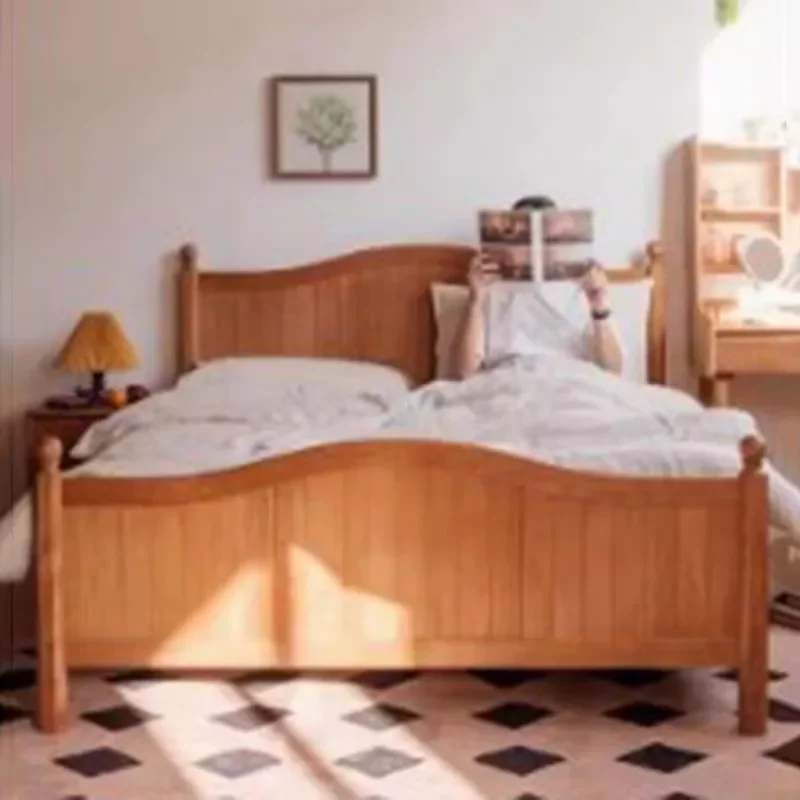 Bonita plataforma de cama alta nórdica, estribo elegante y moderno de madera maciza, marco de cama de lujo, juegos de dormitorio, muebles Letto Moderno para el hogar