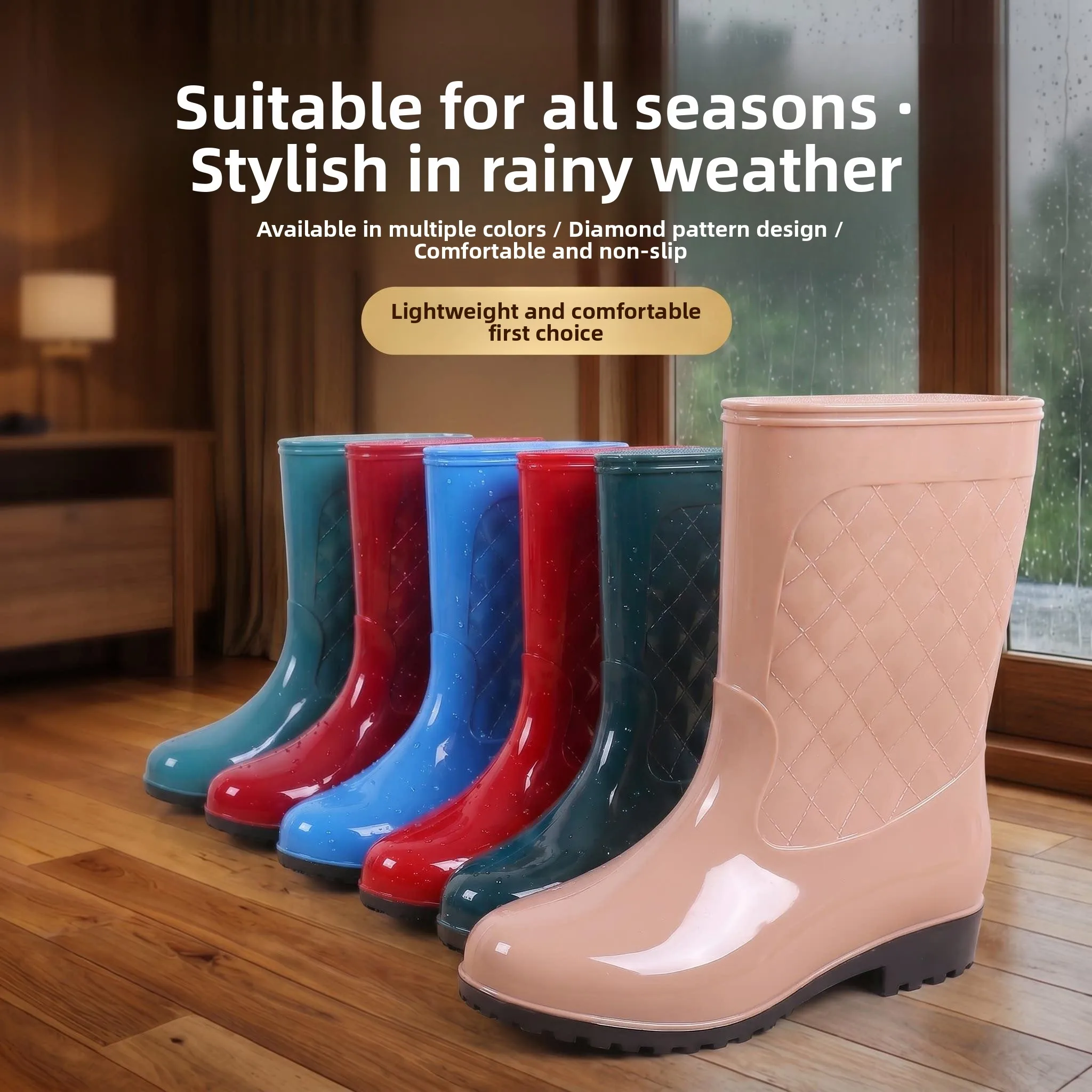 

Women's Lightweight Ultra-Soft Anti-Slip Seafood Gathering Special Rain Boots Mid-Calf Soft Bottom Shoes Not Tiring