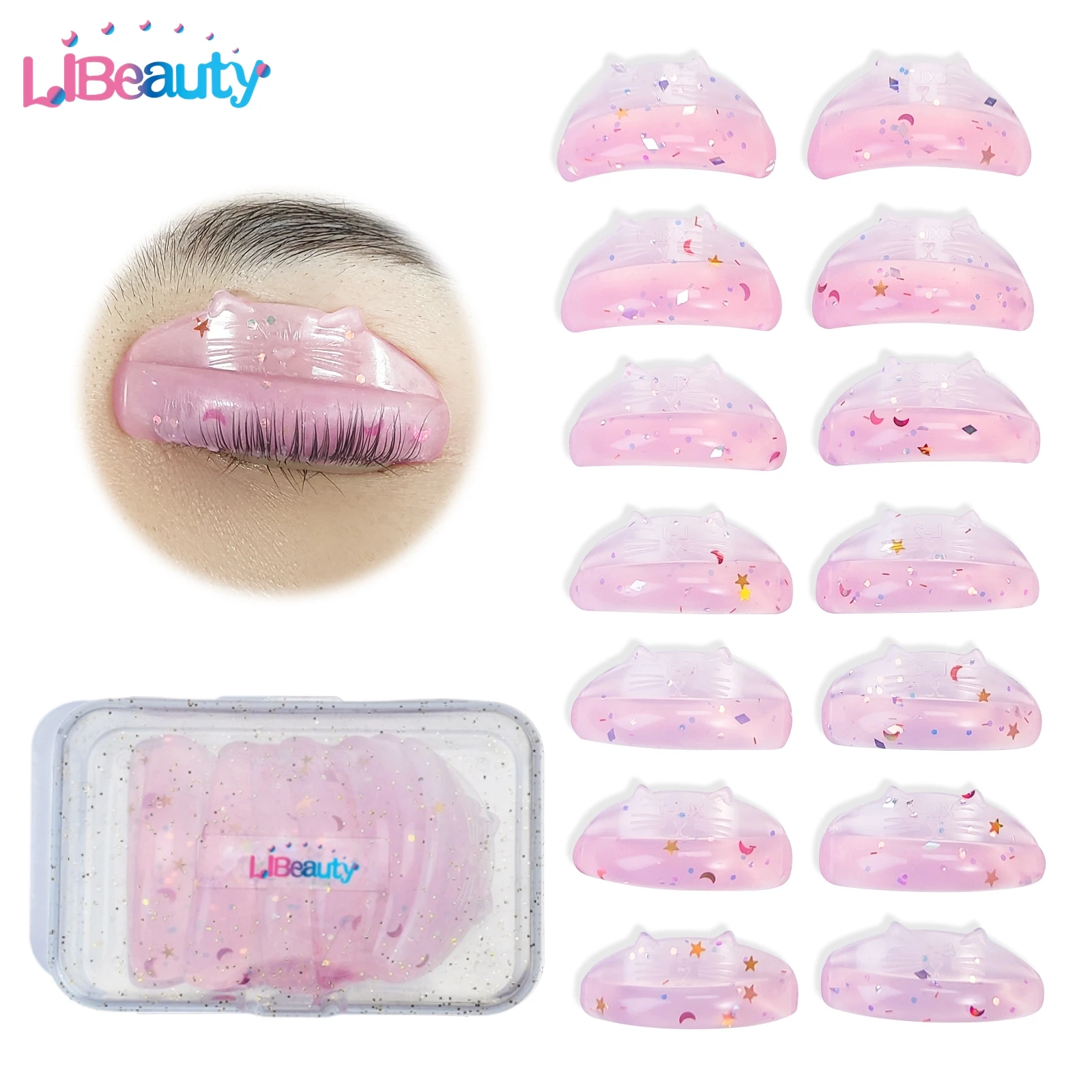 Libeauty 7 Paar NEUE Silikon Katze Wimpern Dauerwelle Stange Klebrige Lash Lift Pads 3D Wimpern Dauerwelle L Curler Zubehör Make-Up-Tools