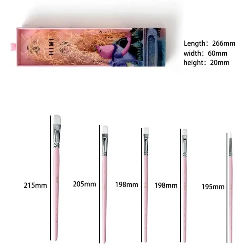 Miya Himi 5pcs Paint Brushes Set for Acrylic Oil Watercolor Face & Body Gouache Painting with Hog Hairs for Kids Artists