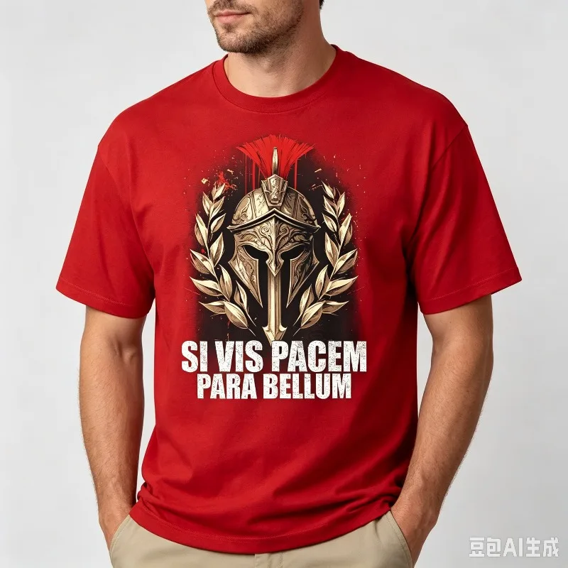 SI VIS PACEM PARA BELLUM Spartan Graphic T-Shirt 100% Cotton Crewneck Warrior Gym Front Print Tee