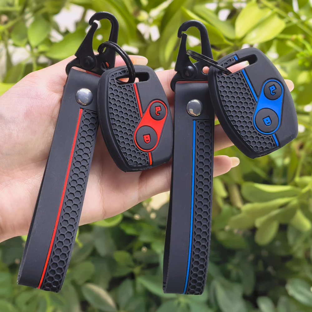 Key Fob Case Keychain For Honda Civic 4D Jazz Gr8 CR-V SRV FRV Fit CSX Chord 7 Accord Emblem Extra Screw Silicone Protection