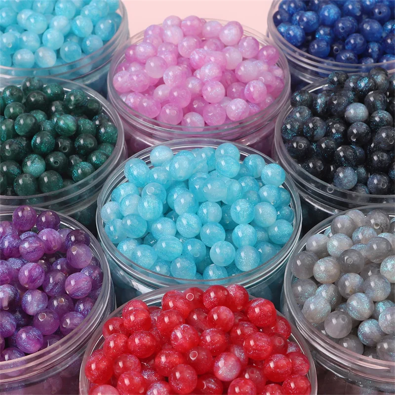 10pcs Colorful Resin Beads Starry Sky Pattern Round Bead For Handmade Necklace Bracelet Earrings Jewelry Making Accessories 10mm