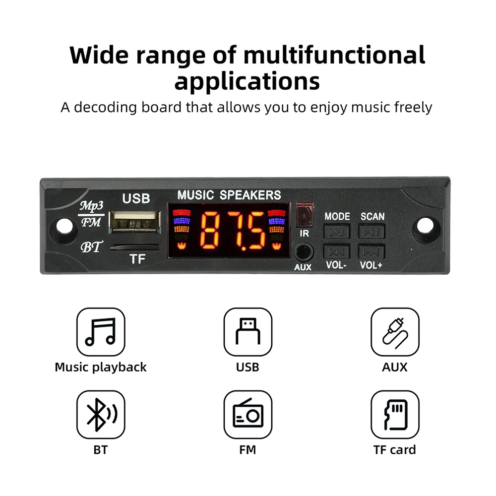 DC 12V Bluetooth MP3 Lossless Decoding Board USB Audio Decoder Car Card-Type Audio Accessories