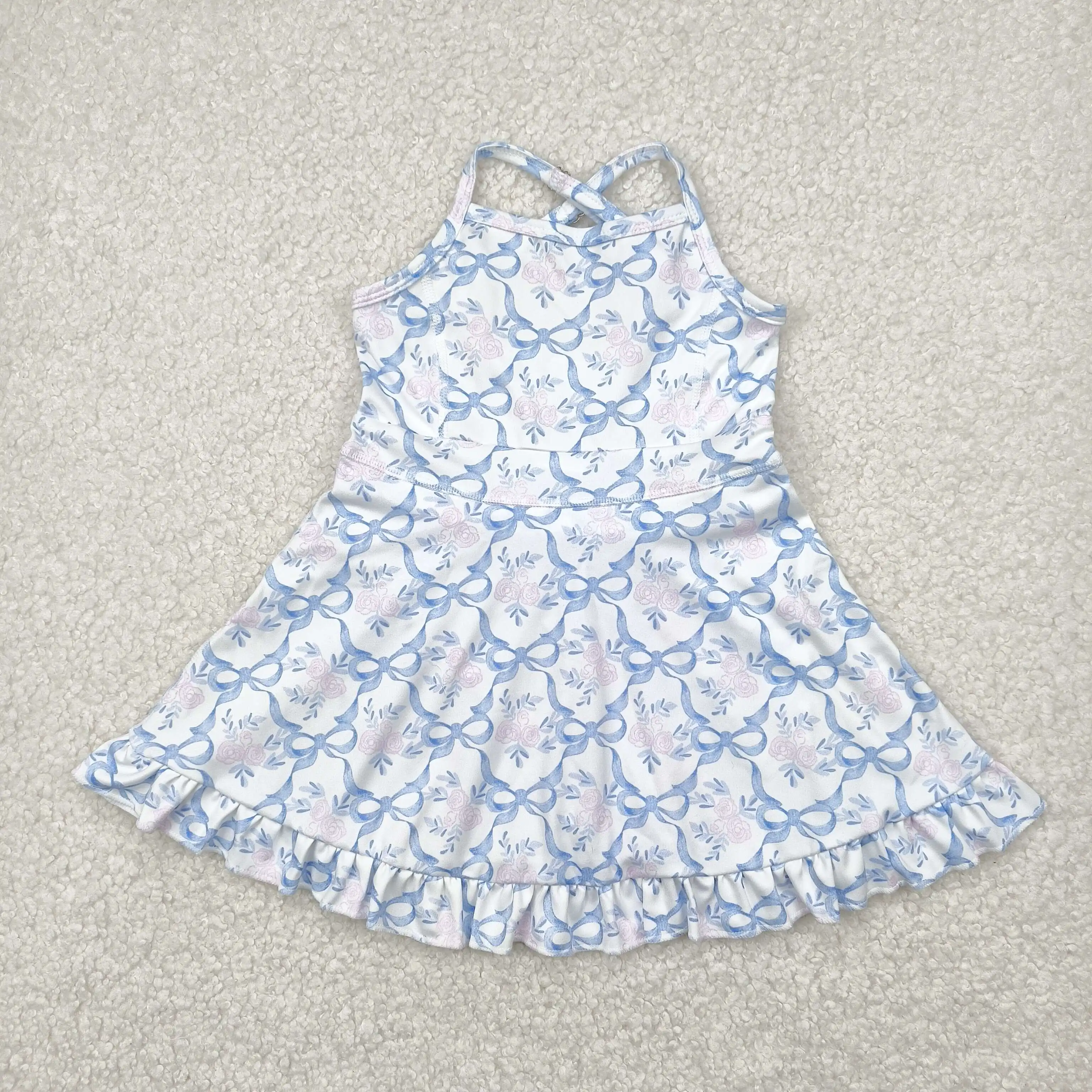 Wholesale Summer Baby Girl Strap Colorful Bows Skirts Skorts Infant Athletic Yoga Knee Length Dress Toddler Kid Children Clothes
