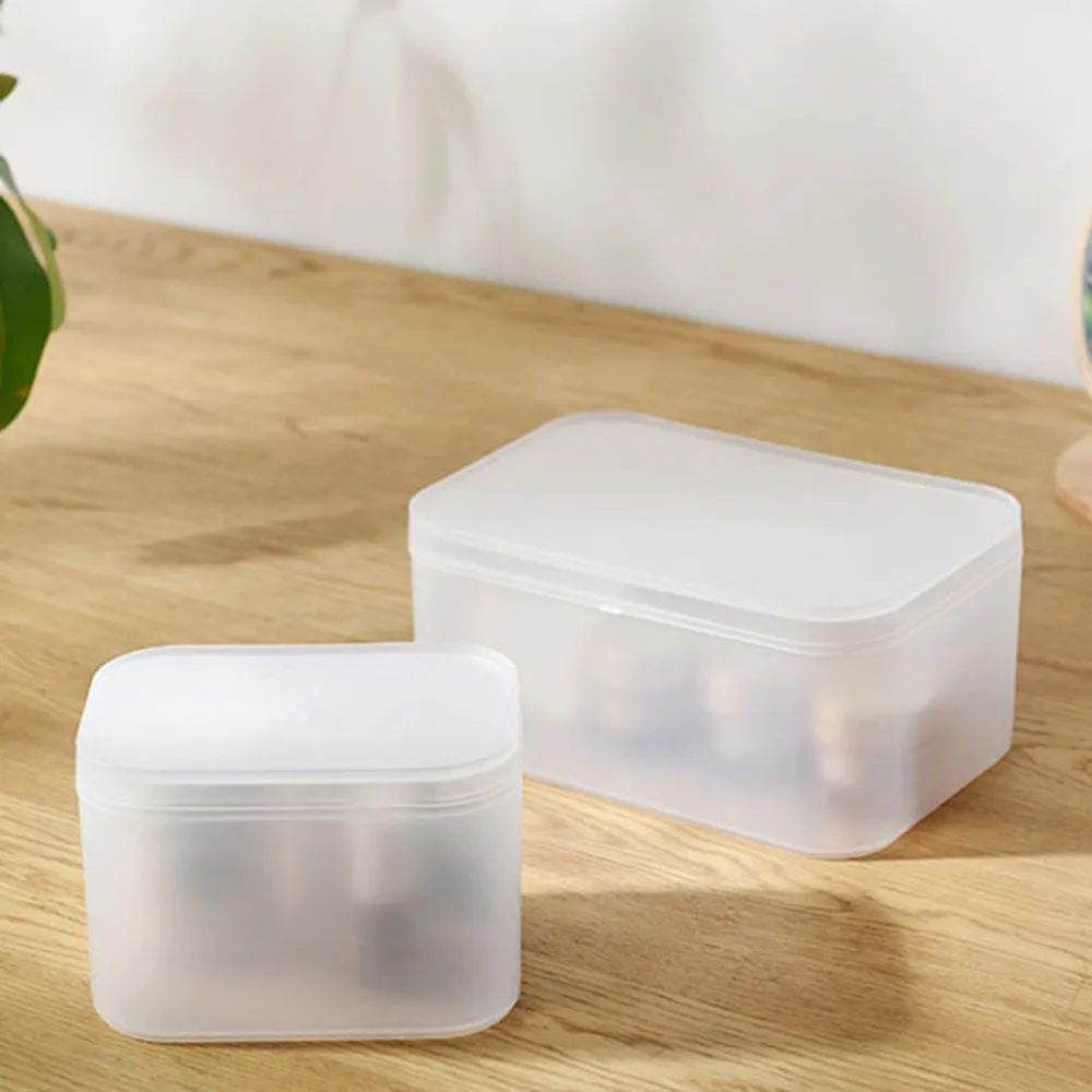 Desktop Dustproof Cosmetics Storage Box Transparent Plastic Compartment Frosted Boxes Large Capacity Jewelry Organizer Case