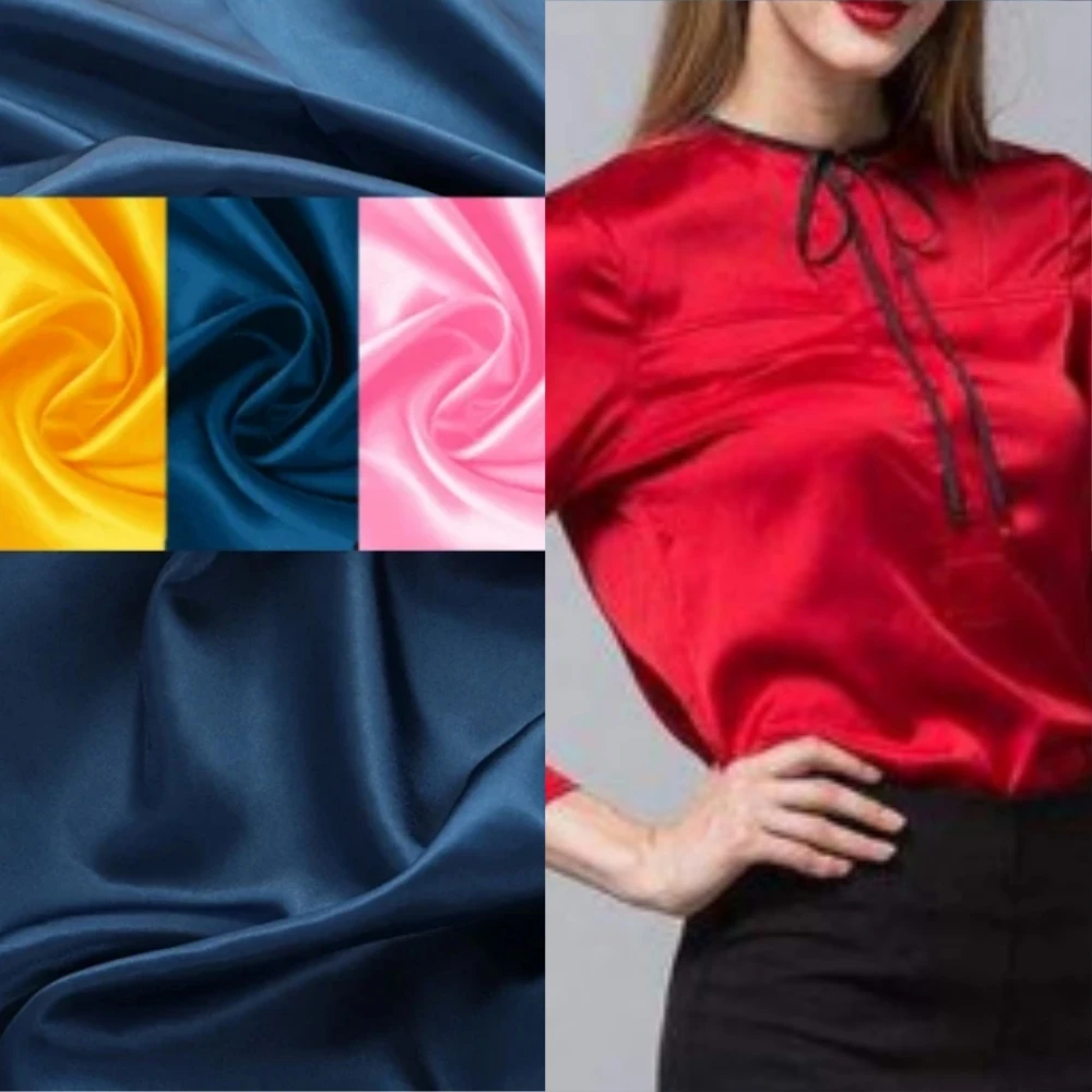 

Colored Satin Fabric Gift Box Lined with Red Yellow White Diy Shirt Pajamas Performance Apparel Fashion for Sewing Design Cloth