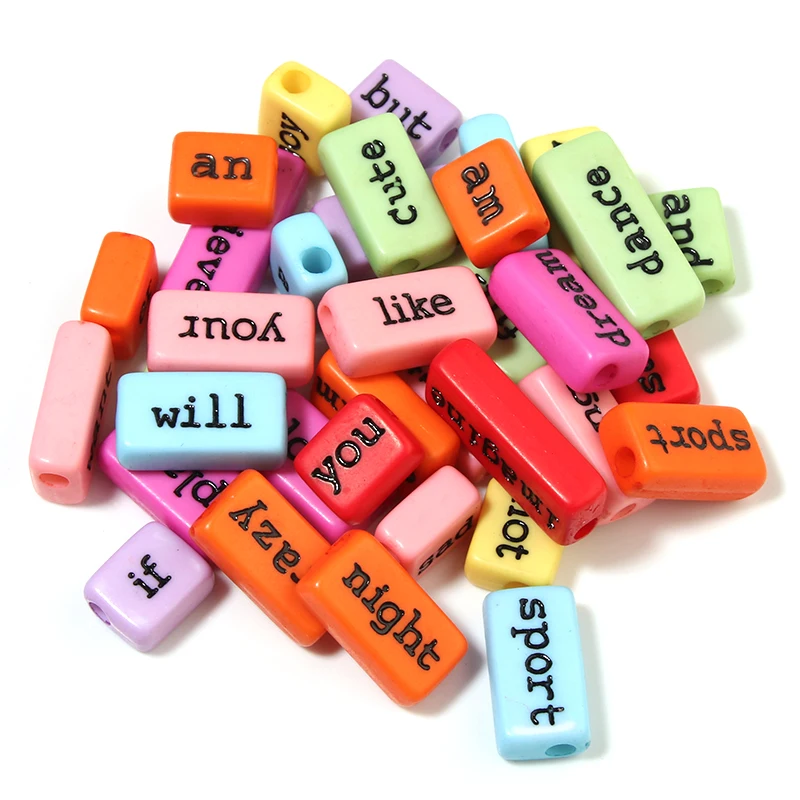 38-50 Stück/Lot Rechteckige Buchstabenperlen Acrylperlen Quadratische Lose Abstandsperlen für Schmuckherstellung Handgemachtes Armband Halskette – Detail 7