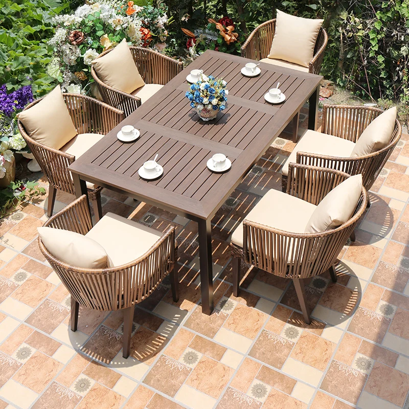 

Outdoor courtyard furniture rattan tables and chairs balcony rattan chairs anti-corrosion plastic High Quality