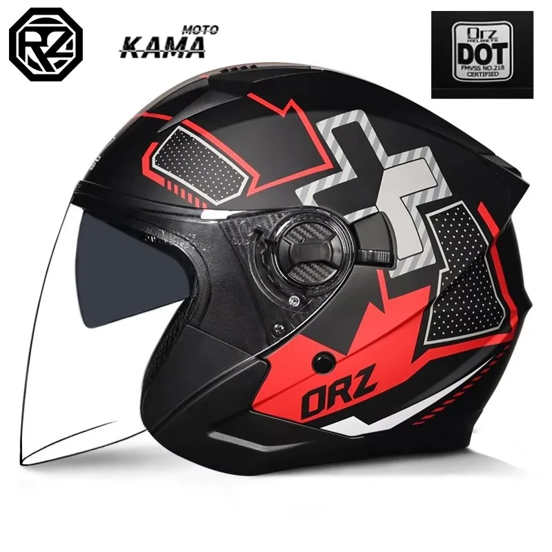 ORZ DOT Certification Helmet Motorcycle Motorbike Dual Lens Summer/Winter Open Face Helmet Moto Capacete Para Motocicleta Casco