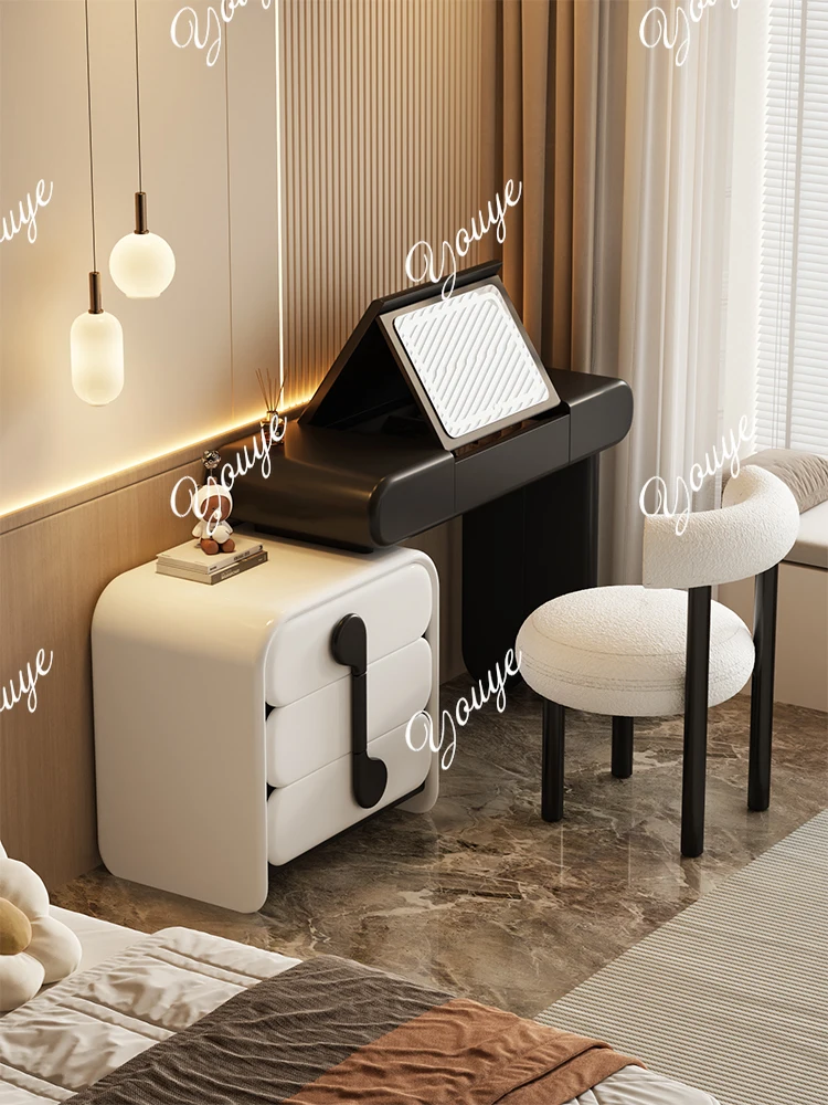 

Dresser, chest, integrated small apartment, bedroom, simple retro flip cover, makeup table, dressing stool, drawer
