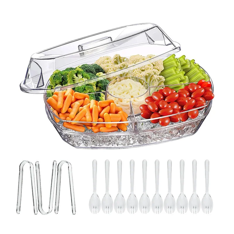 

FYBL-Chilled Serving Platters Fruit Ice Serving Tray For Shrimp, Fruits, Vegetables Appetizer Fruit Snack Tray