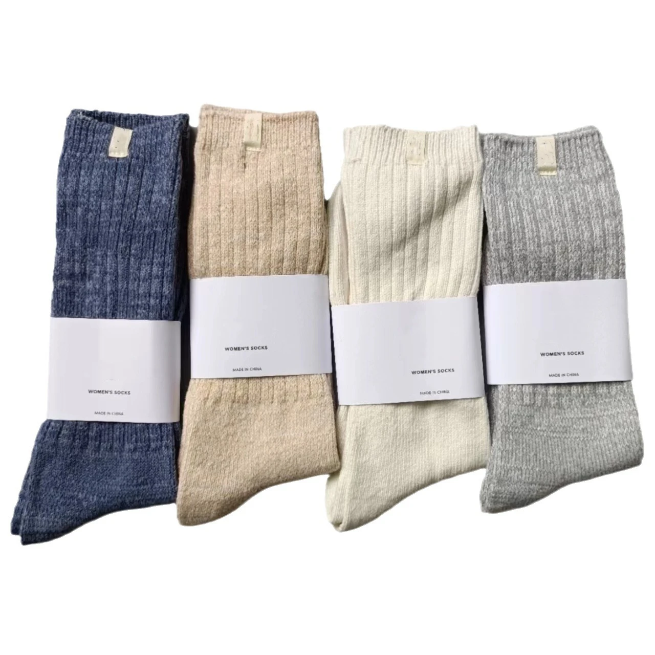 Solid colored socks with double needles and thick insulation for casual wear