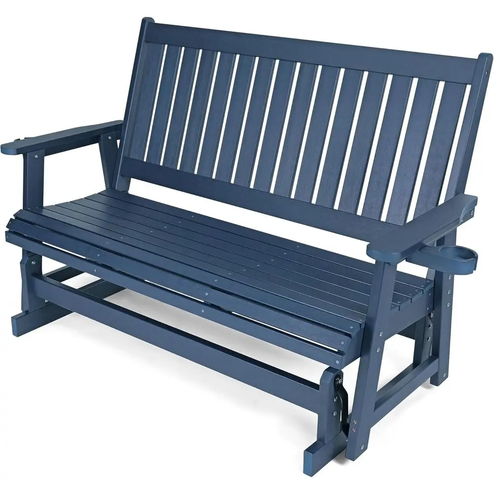 

Всепогодный 3-местный садовый шезлонг, темно-синий, с высокой спинкой, глубоким сиденьем, грузоподъемность 900 фунтов, с подстаканниками