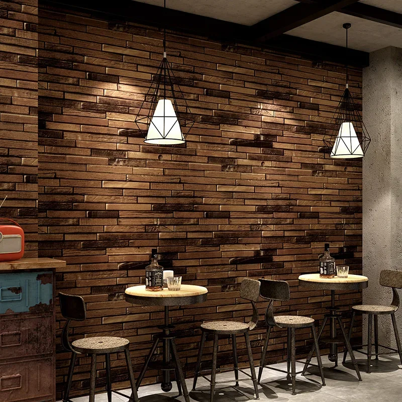 American Vintage personalized wood board wood grain wallpaper study bar restaurant clothing store Cafe background wallpaper