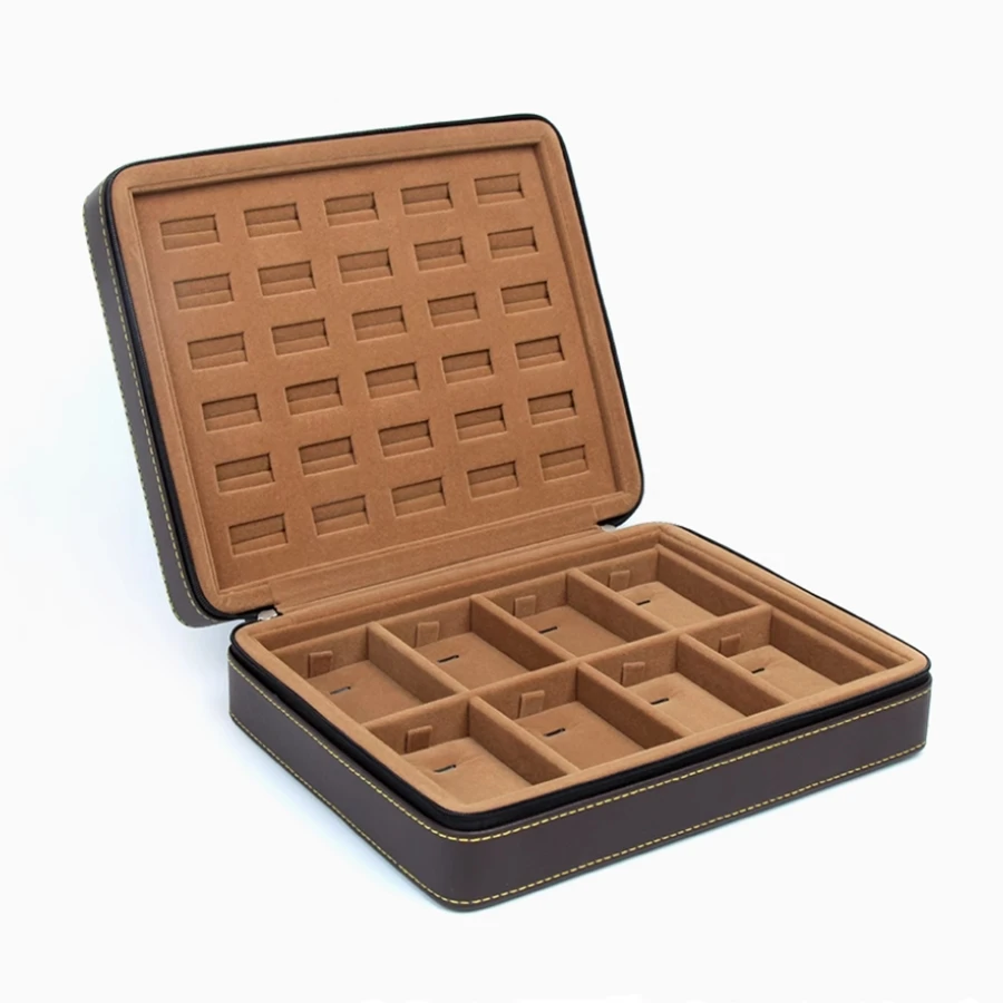 New PU Leather Jewelry Cases With Zipper Jewelry Organizador Fashion Ladies' Storage Jewelry Boxes Jewellry Display Box