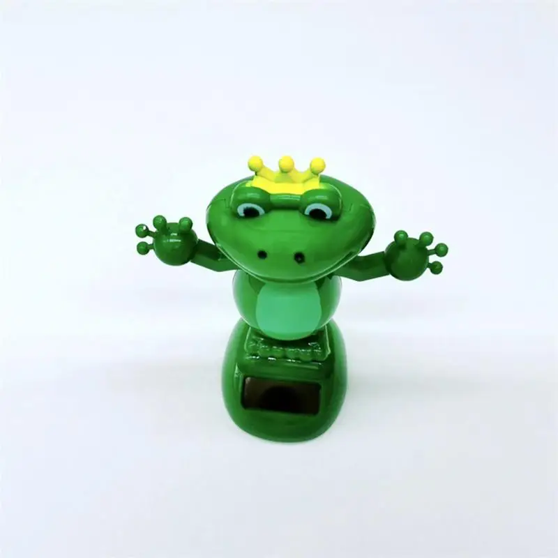 Solar Powered Dancing Frog Car Animated Bobble Dancer Swing Frog Automatic Shaking Hand Doll For Kids Table Car Dashboard