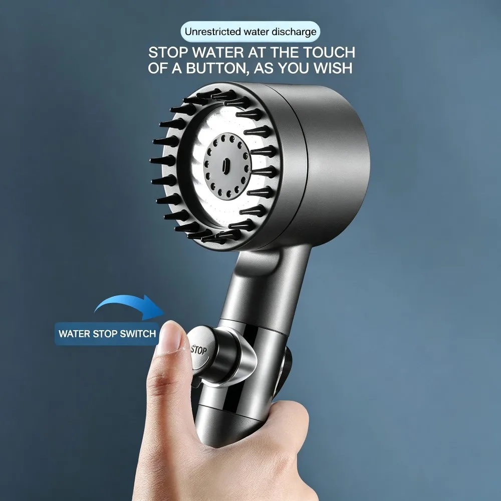 Filter Massage Handheld Shower Head with Built‑in Soft Silicone Brush SPA‑Like Bathing Experience for Deep Skin Cleansing