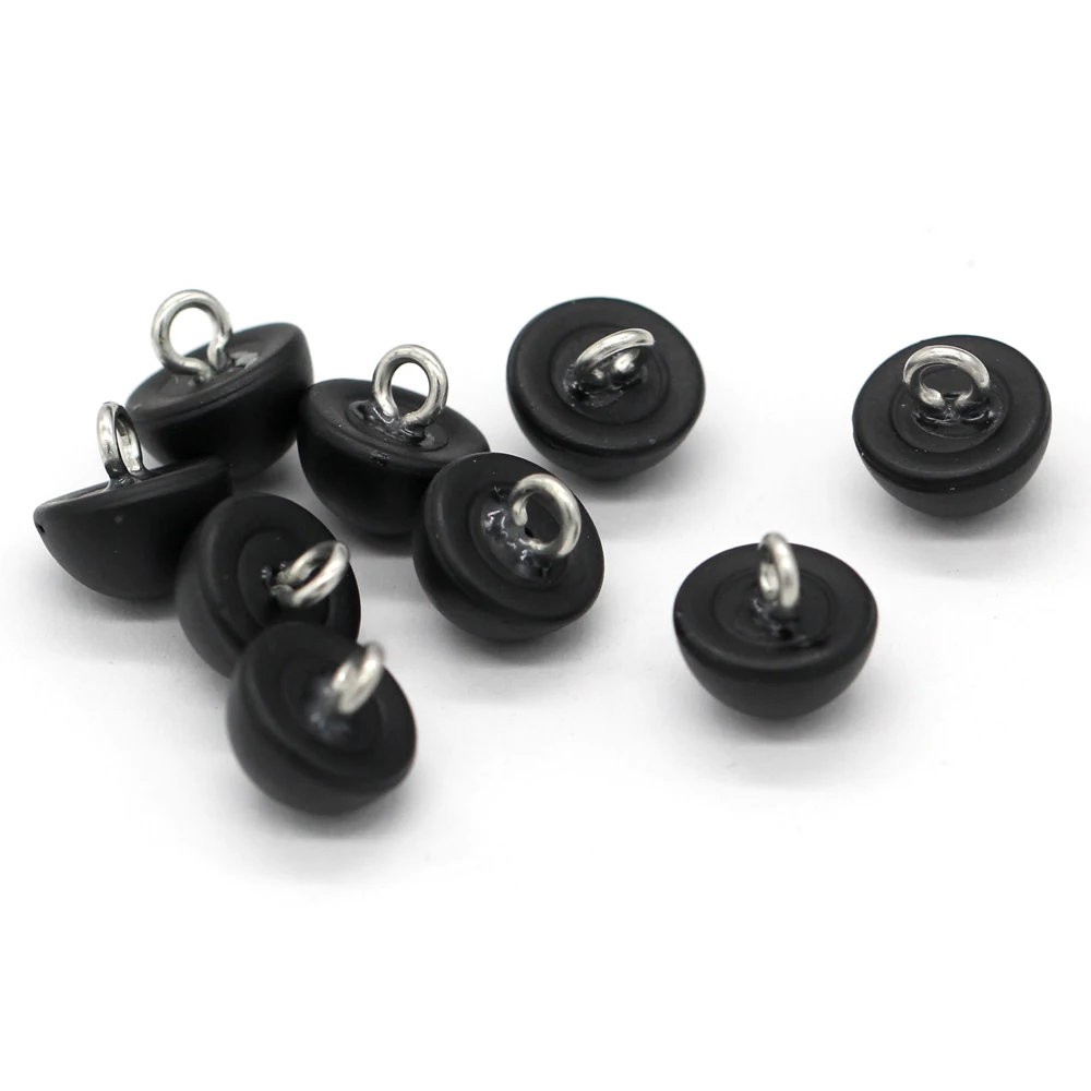 EQUBO 20Pcs 10mm Semi-circle Black Pearl Buttons for Clothes Shirt Blouse Silk Skirts Handmade Decorations