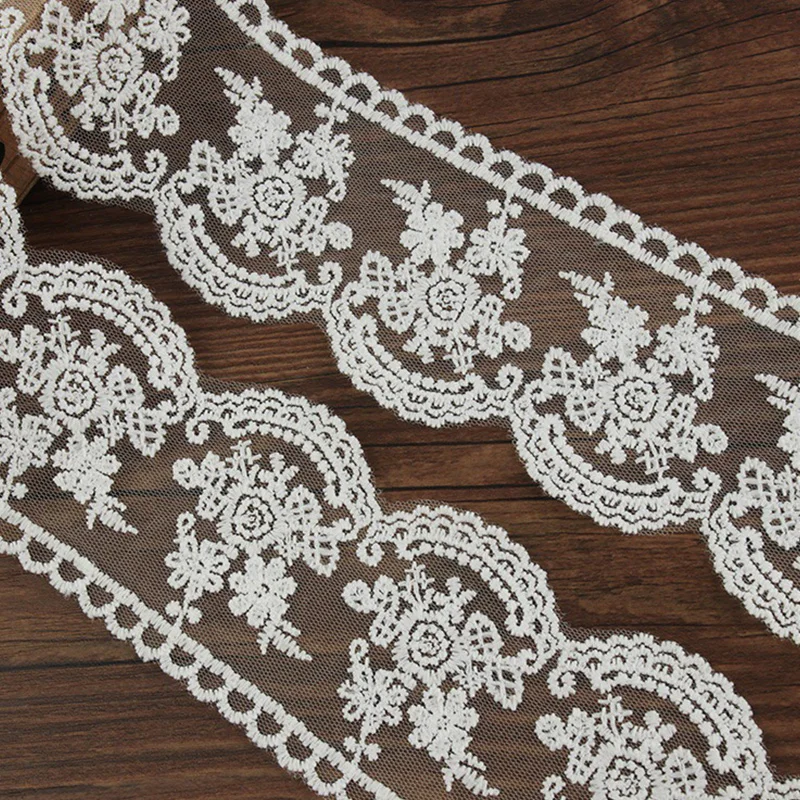 15Yards Milk Silk Lace Embroidery Lace Lolita Skirt Hem Mesh Embroidery Lace DIY Curtains Clothing Accessories