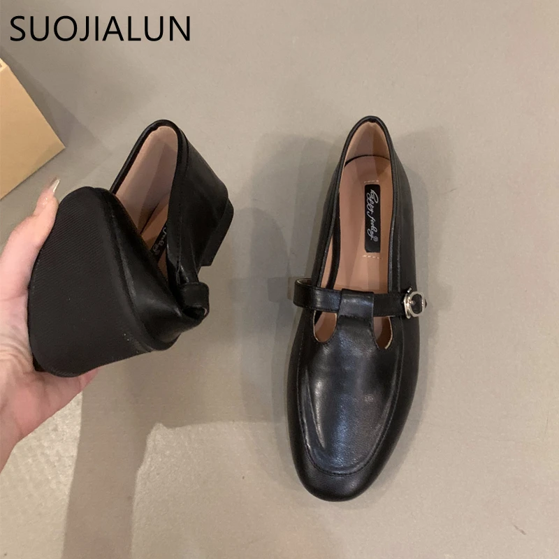 SUOJIALUN 2024 Spring New Women Flat Shoes Flat Shoes Round Toe Slip On Ladies Casual Loafer Shoes Flat Soft Sole Fashion Baller