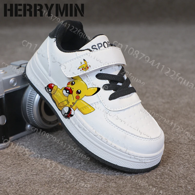 

Autumn winter season Pokemon mini size Children shoes boys girls black white color scheme cartoon Printed Sneakers Gift