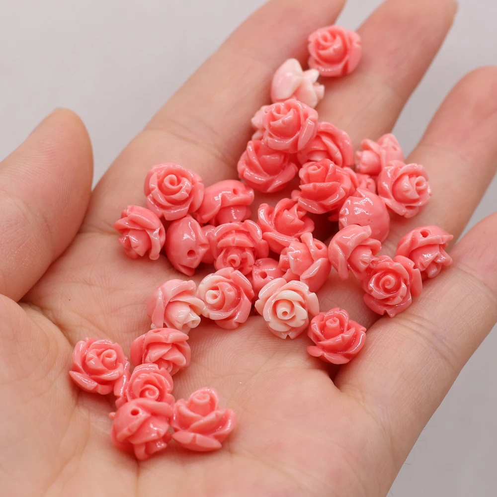 10pcs Natural Red Coral Beads Through-hole Flower Coral Charms for Jewelry Making DIY Necklaces Earrings Accessories 10/11/12mm