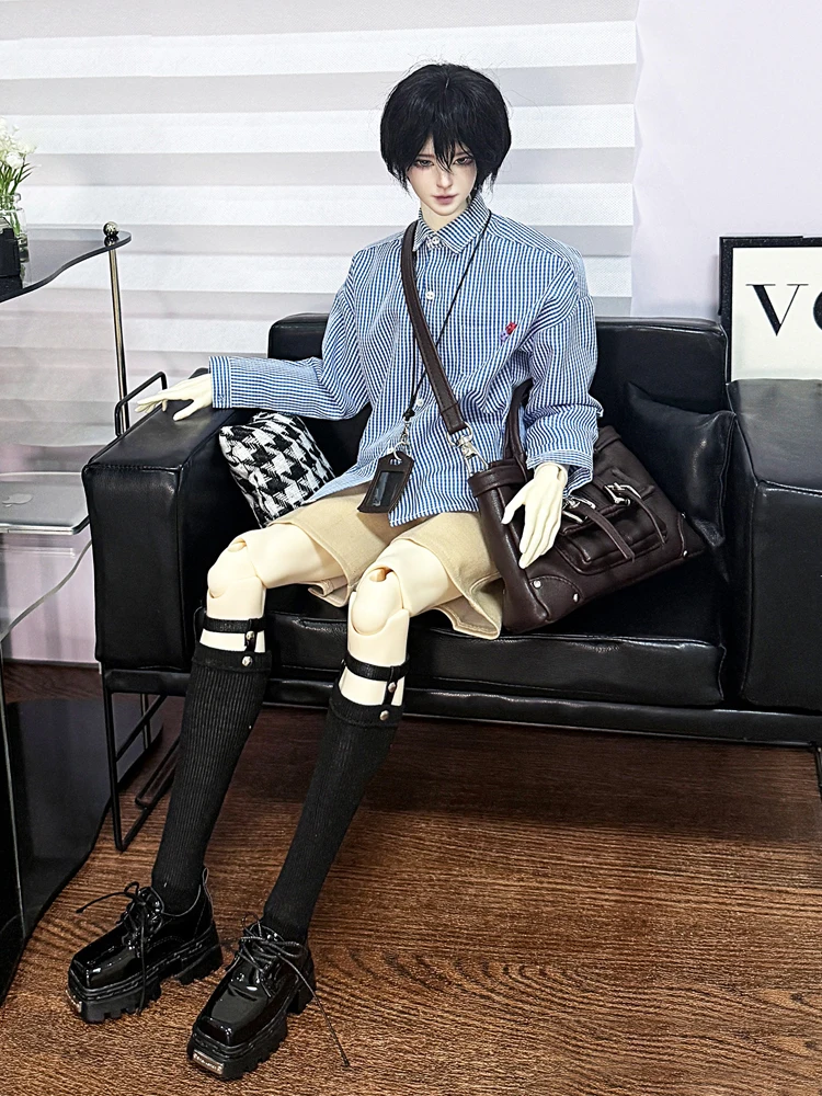 D10-P023 Handmade Toy 1/4 TD75 MSD MDD Bjd Doll Accessories Square Toe Lace Up Leather Shoes Black Color 1pair