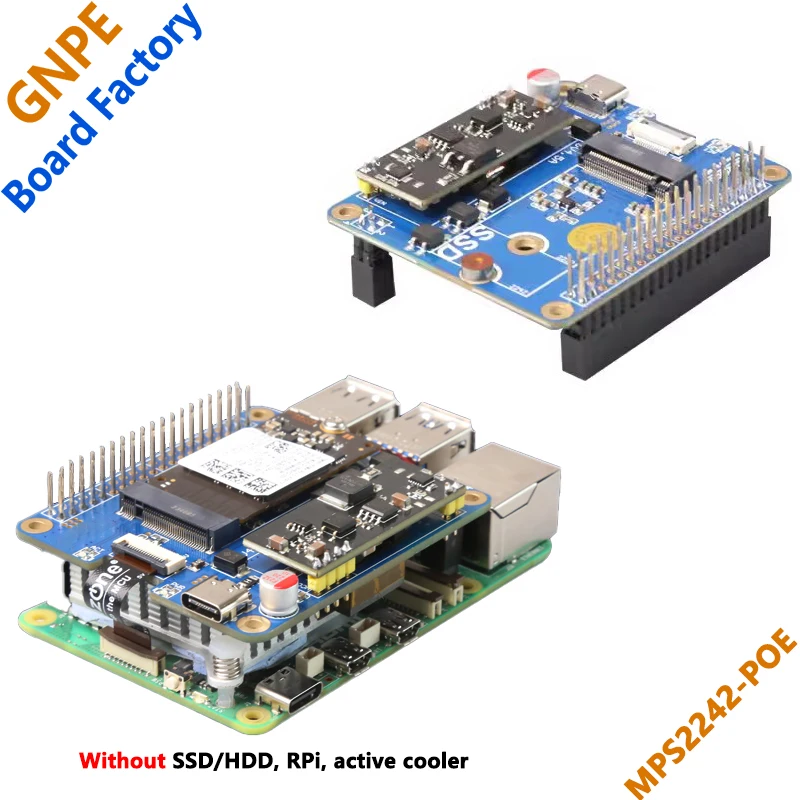 

Raspberry PI 5 MPS2242 Power over Ethernet PoE Includes NVME SSD expansion board HAT