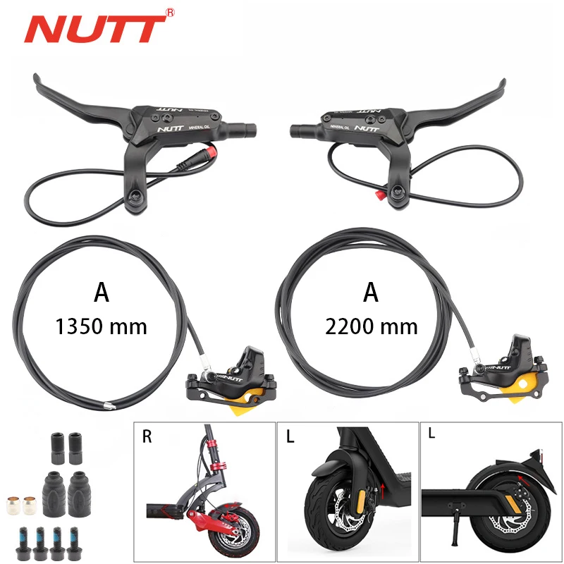NUTT 4-Kolben-Hydraulikabschaltbremse E-Bike und Elektroroller Scheibenbremse für Zero 10X/11X, Vsett 10+/9+, Kaabo Wolf Warrior 11