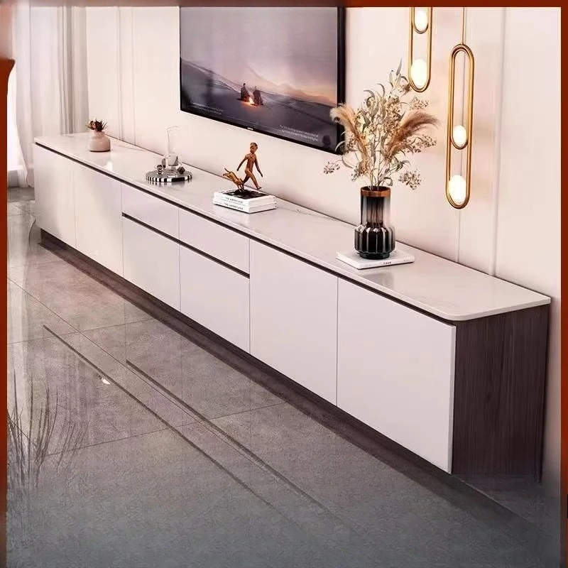 

Solid wood TV cabinet modern simple rock slab household floor storage