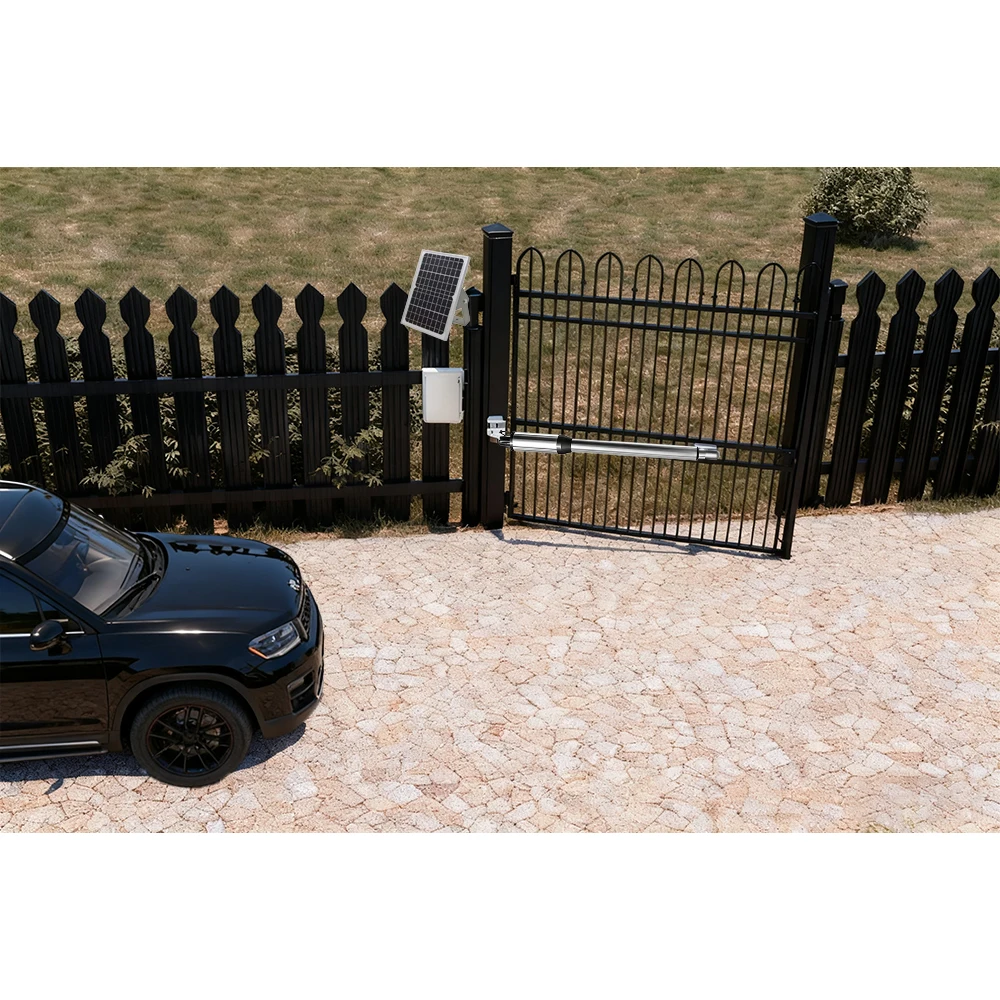 فتاحة بوابة متأرجحة واحدة (مجموعة نصف متوسطة التحمل) - جهاز تحكم عن بعد، 440 رطل بحد أقصى 16 قدم، واي فاي اختياري وطاقة شمسية