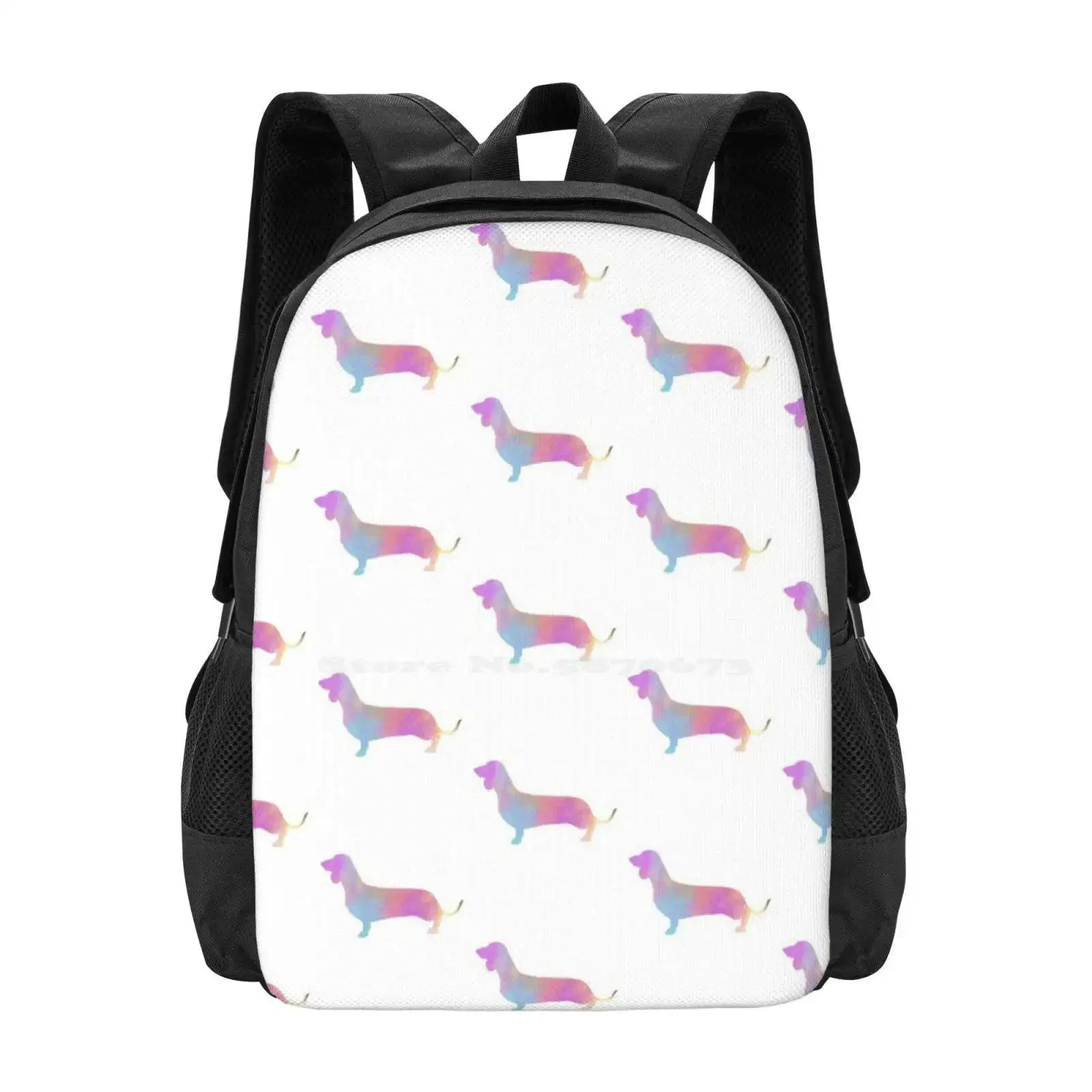 

Watercolor Dachshund School Bags For Teenage Girls Laptop Travel Bags Design Love Dogs Cute Clipart Sausage Dog Weiner Short