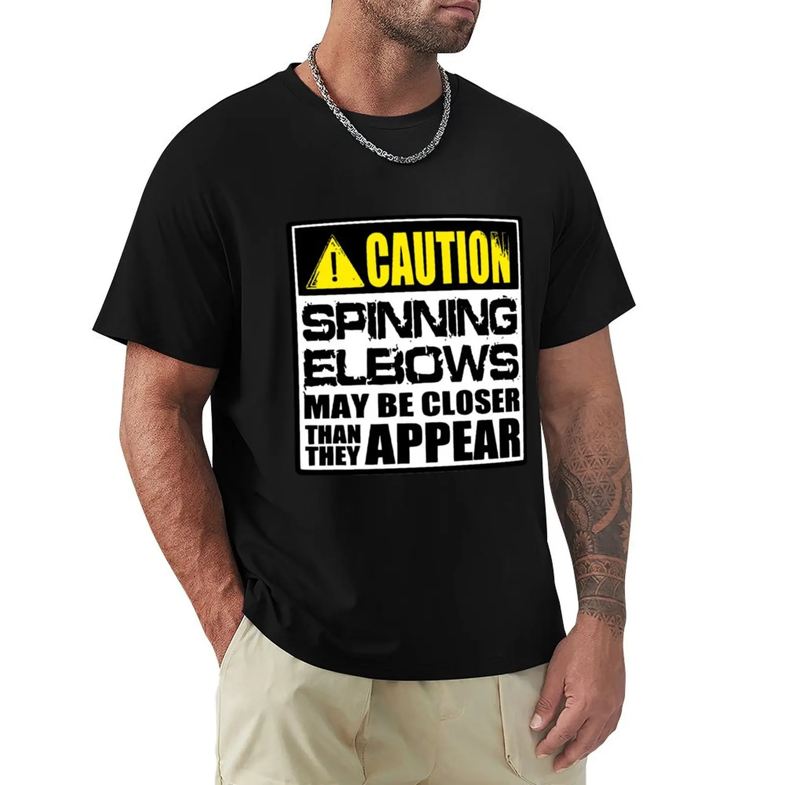 Caution - Spinning Elbows T-Shirt Plus Size Loose Short Sleeve Top