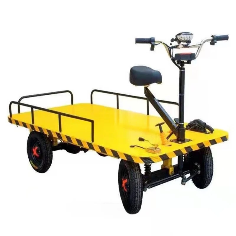 Warehouse electric flat truck Electric four-wheeled flat truck Pull cargo truck Storage site dump tractor