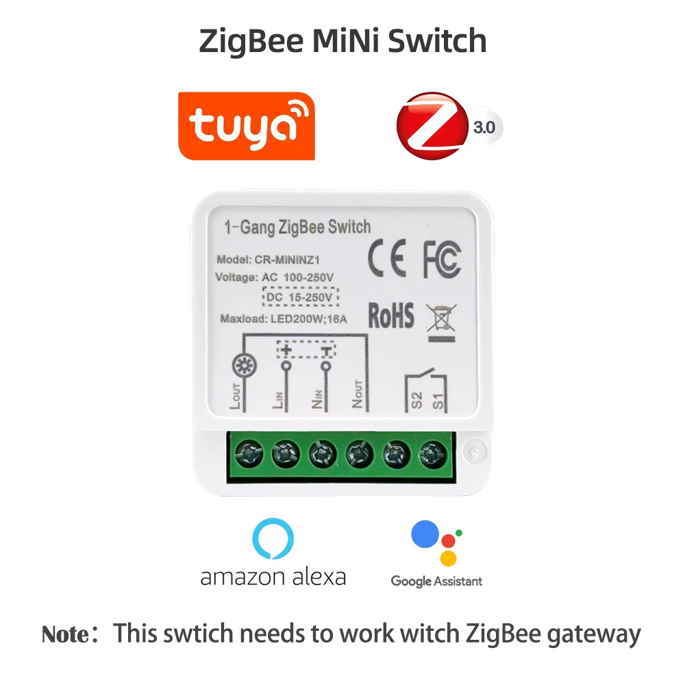 

COLOROCK ZigBee Smart Switch Diy Device 16A 100-240V AC Miniature Body Can be on Cealed in the Bottom Box of the Switch.