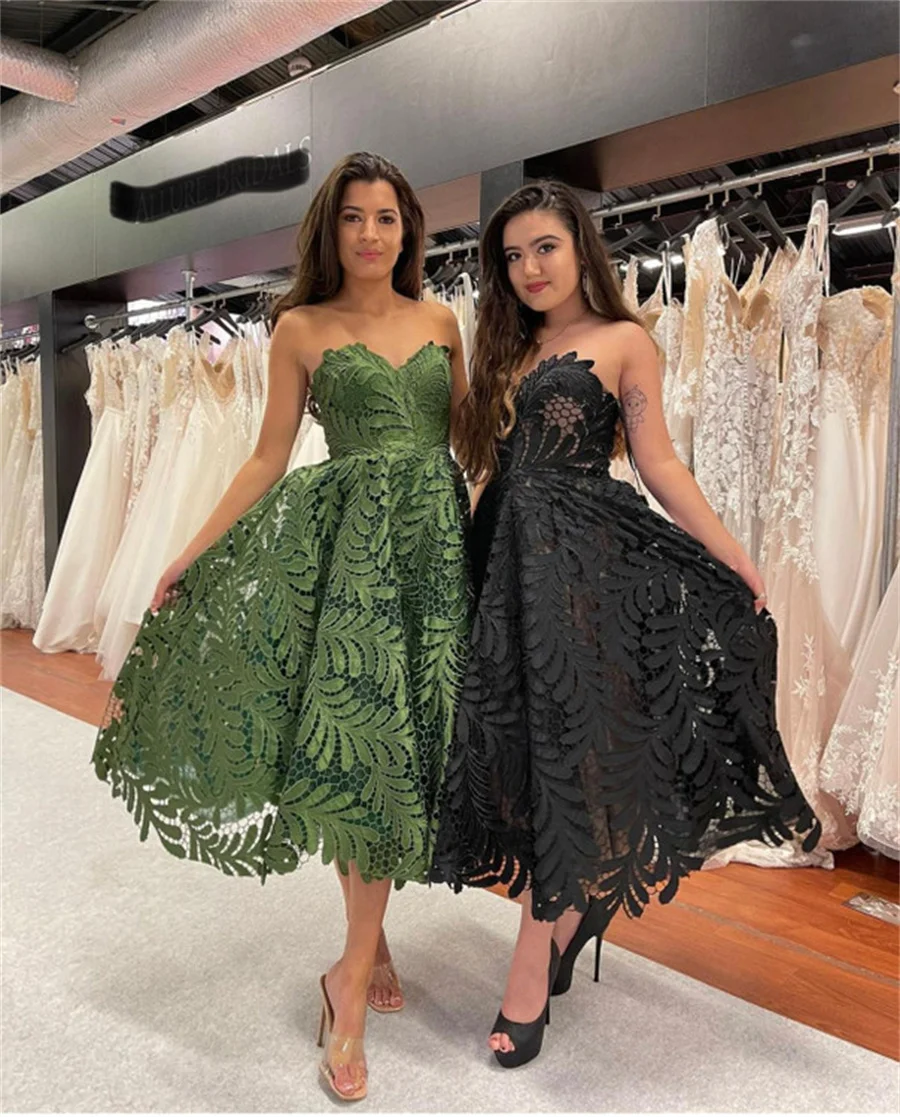 2024 Lace Sweetheart Neck Cocktail Dress Backless Strappy Elegant Prom Gown Elegant Plus Size Formal Wedding Guests Party Dress