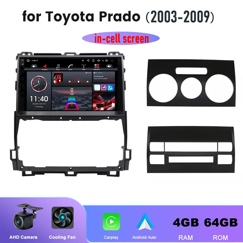 

GPS 9" For Toyota Prado 2003-2009 120 Series Car Radio Carplay Android 15 Auto Wireless Navigation Intelligent System 64GB WIFI