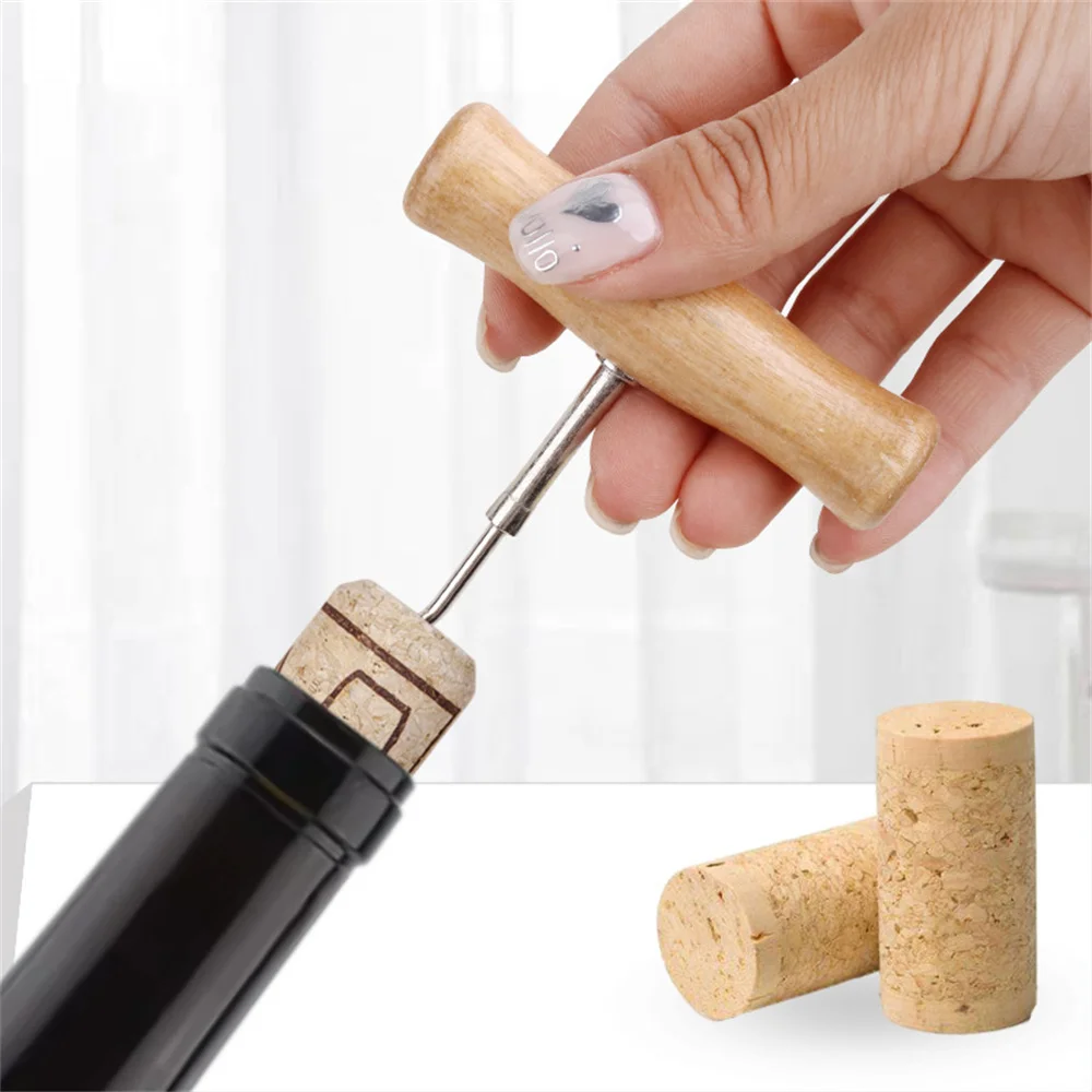 1~10PCS Wine Opener  With Wooden Handle Stainless Steel Corkscrew Wine Bottle Opener Easy Novelty Fun Cute Wine Wing Wood