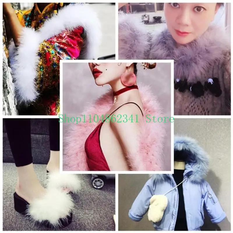 5ASD 2 ياردة MARABOU FEATHERS Christmas Tree Turkey Feathers Ribbon Dress-Up