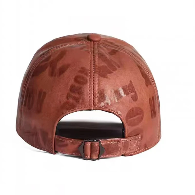 Letters Printed Leather Baseball Caps for Men Spring Autumn Women Trendy Outdoor Hat Leisure Oil Wax Leather Hip Pop Gorras