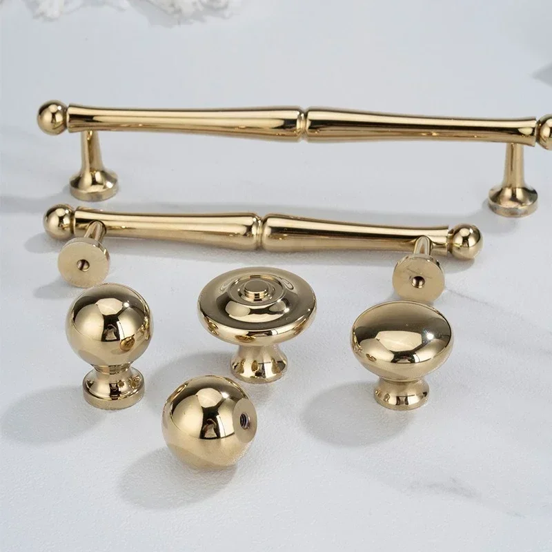 Cupboard Wardrobe Dresser Shoe Box Drawer Cabinet Wine Bar Knob French Original Design Brass Furniture Handles Modern Door Pulls